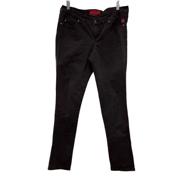 Tripp NYC Skinny Jeans Womens 14R Black Goth T Pockets Slimming Stretchy Skulls - Picture 1 of 10